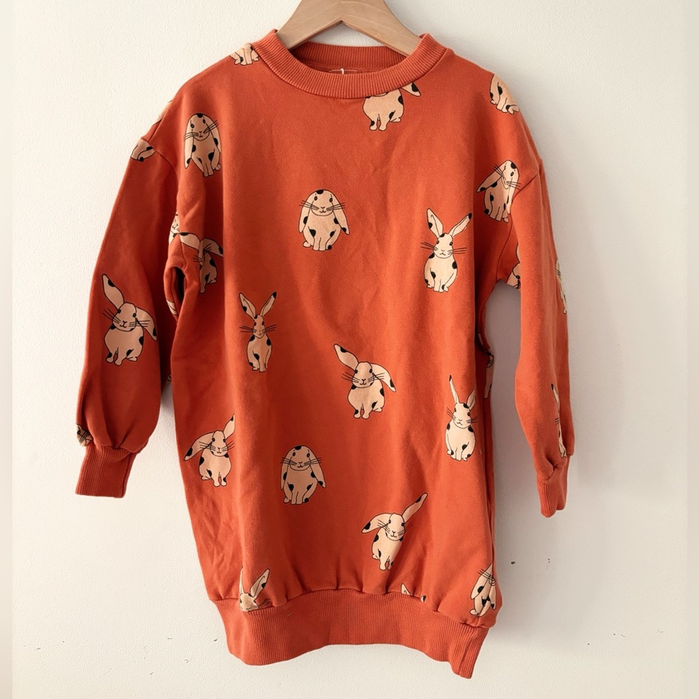 Lotiekids NWT sweatshirt dress orange 4-5Y “mini rodini style” organic cotton